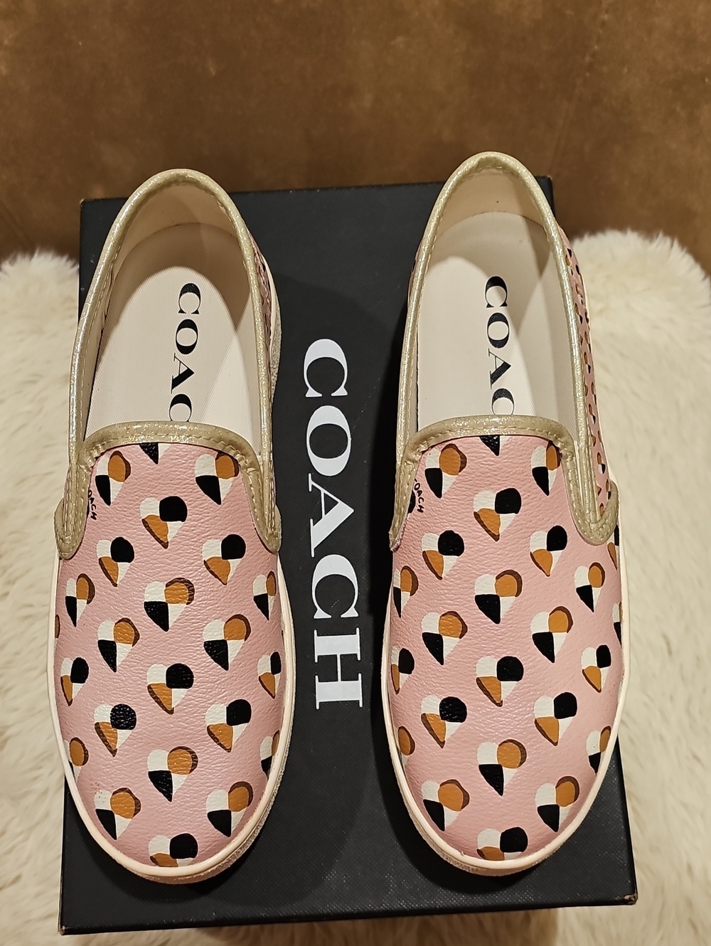 COACH Pink Leather Slip-On Hearts Mules NIB MSRP $175 Sz 7.5
